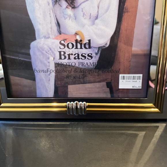 Solid brass mixed metal channel 8x10 photo picture frame w/ display stand NIB - Picture 3 of 6